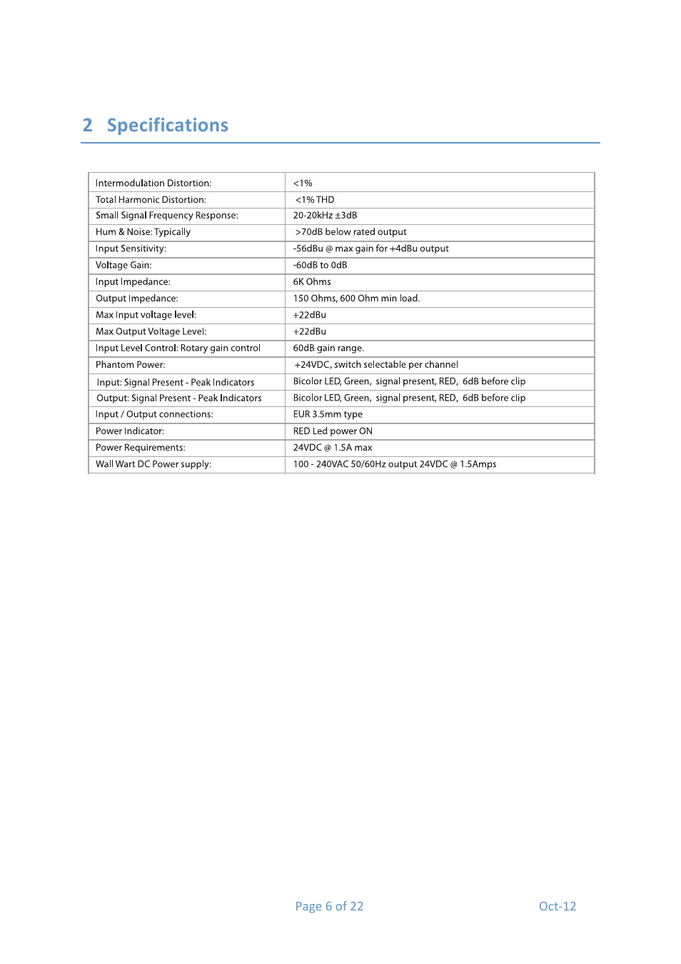 2 specifications | Media Technology Systems STAGE 8.8 User Manual | Page 6 / 22