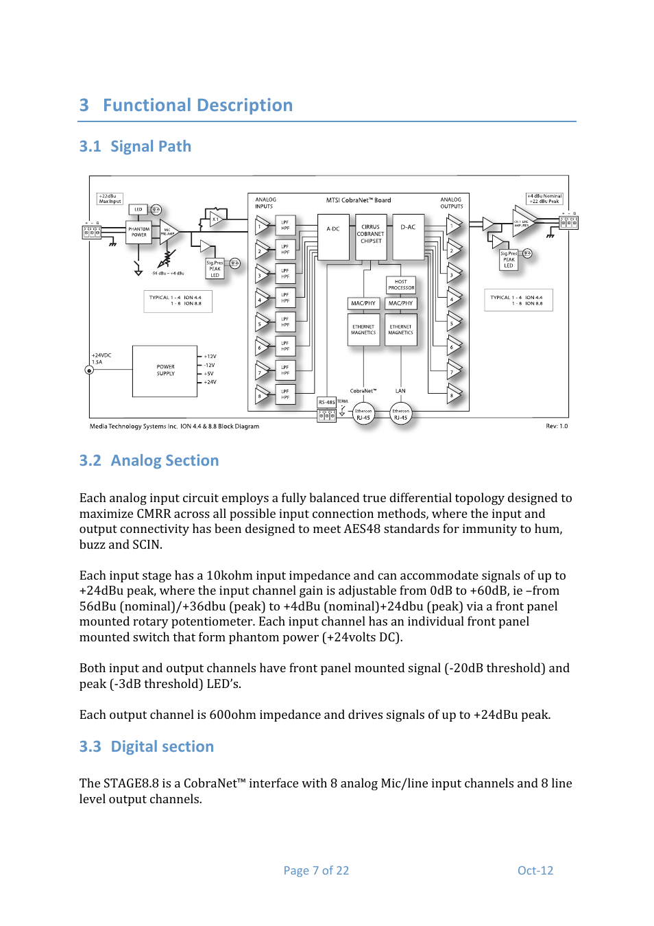 3 functional description | Media Technology Systems STAGE 8.8 User Manual | Page 7 / 22
