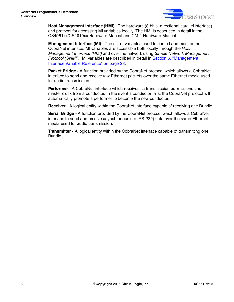 Cirrus Logic CobraNet User Manual | Page 8 / 147