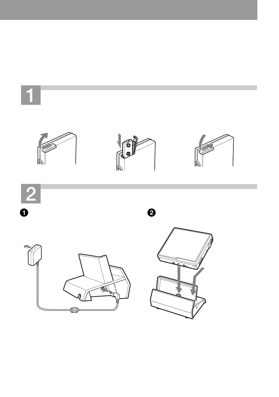 Getting started, Insert the rechargeable battery, Charge the rechargeable battery | Aiwa AM-NX1 User Manual | Page 13 / 80