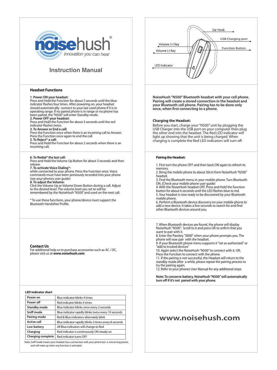 NoiseHush N500 User Manual | 1 page