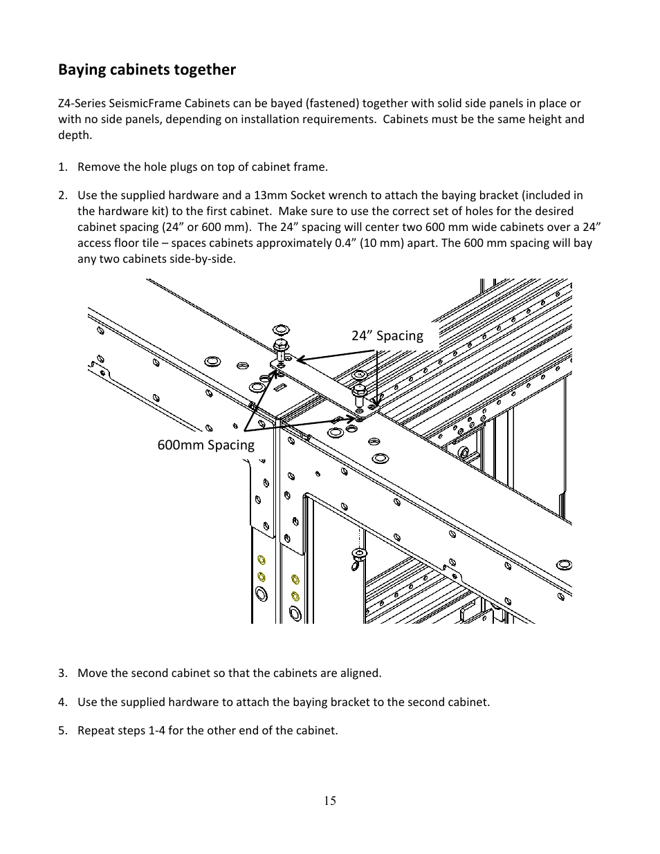 Baying cabinets together | Chatsworth Products Z4-Series SeismicFrame® Cabinet System User Manual | Page 15 / 30