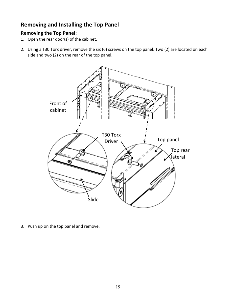 Removing and installing the top panel | Chatsworth Products Z4-Series SeismicFrame® Cabinet System User Manual | Page 19 / 30