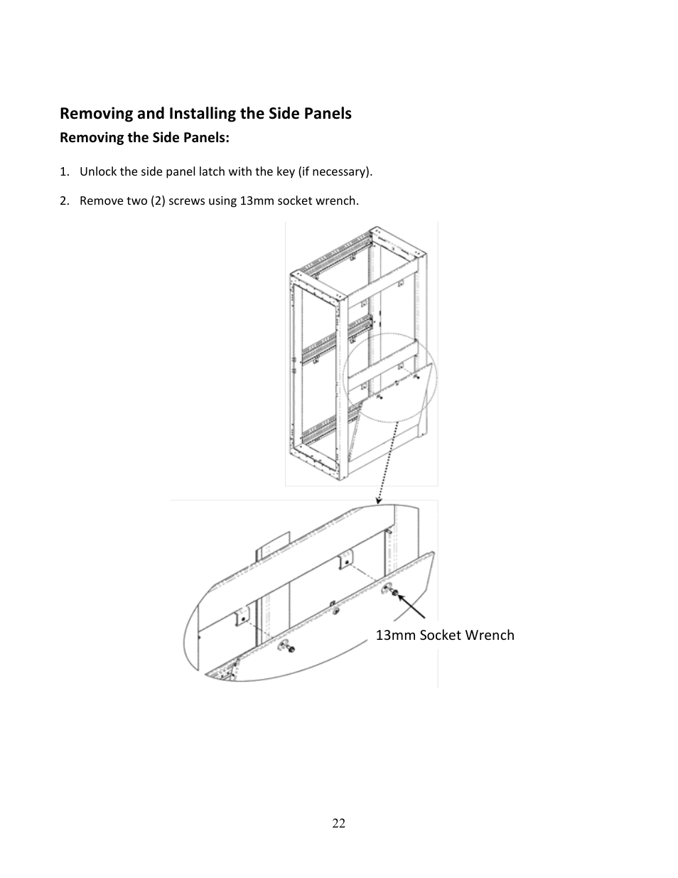 Removing and installing the side panels | Chatsworth Products Z4-Series SeismicFrame® Cabinet System User Manual | Page 22 / 30