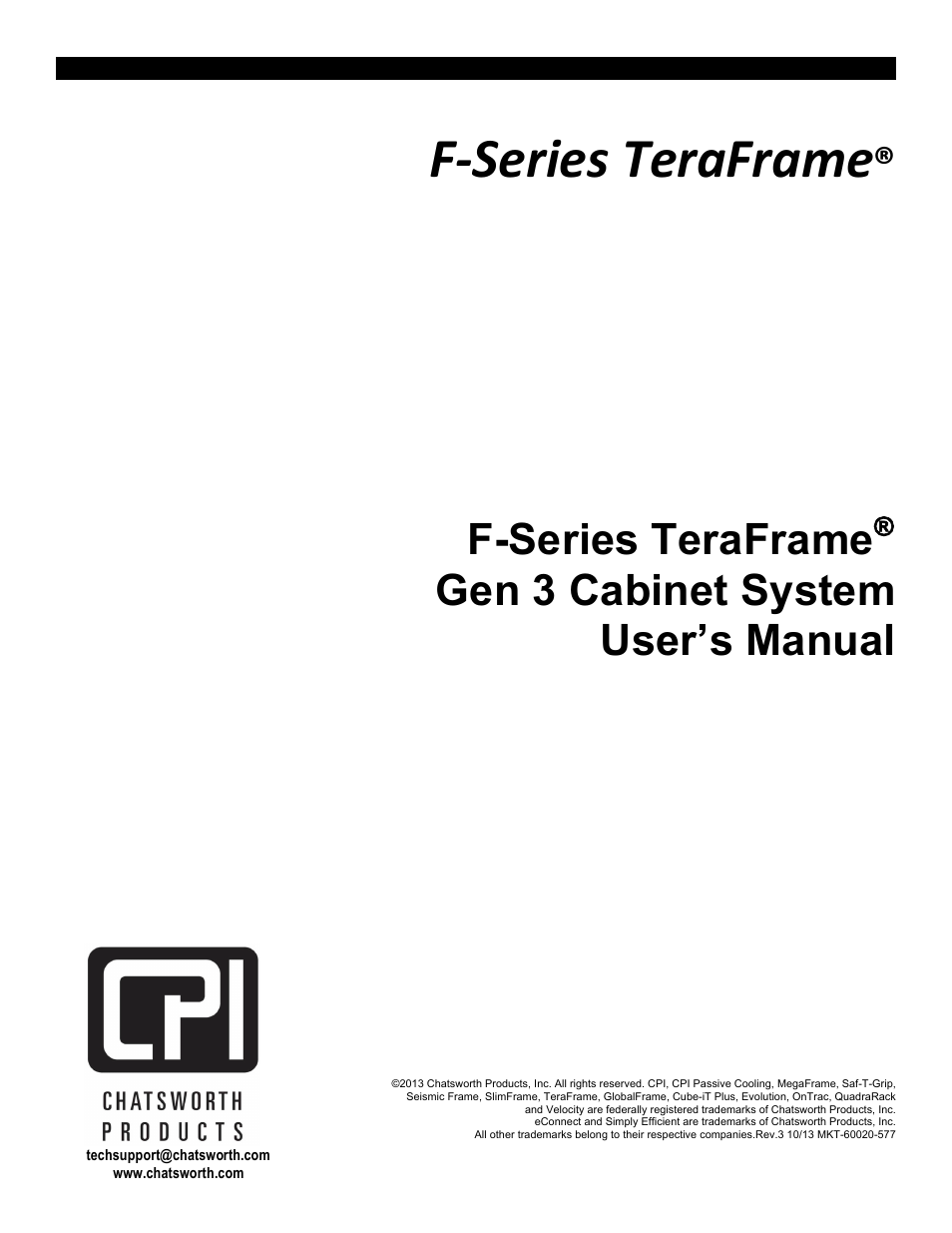 Chatsworth Products F-Series TeraFrame® Gen 3 Cabinet System User Manual | 32 pages