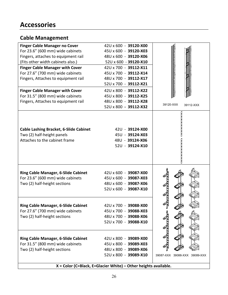 Accessories, Cable management | Chatsworth Products F-Series TeraFrame® Gen 3 Cabinet System User Manual | Page 26 / 32
