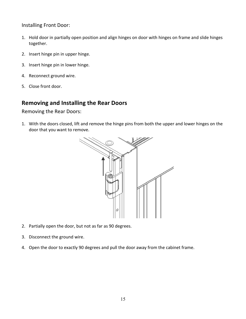 Removing and installing the rear doors | Chatsworth Products N-Series TeraFrame® Gen 3 Network Cabinet User Manual | Page 15 / 27