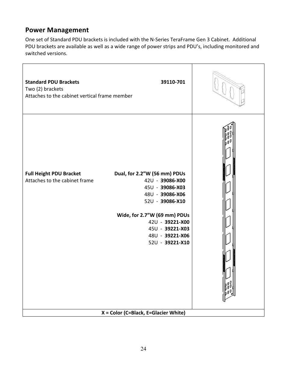 Power management | Chatsworth Products N-Series TeraFrame® Gen 3 Network Cabinet User Manual | Page 24 / 27