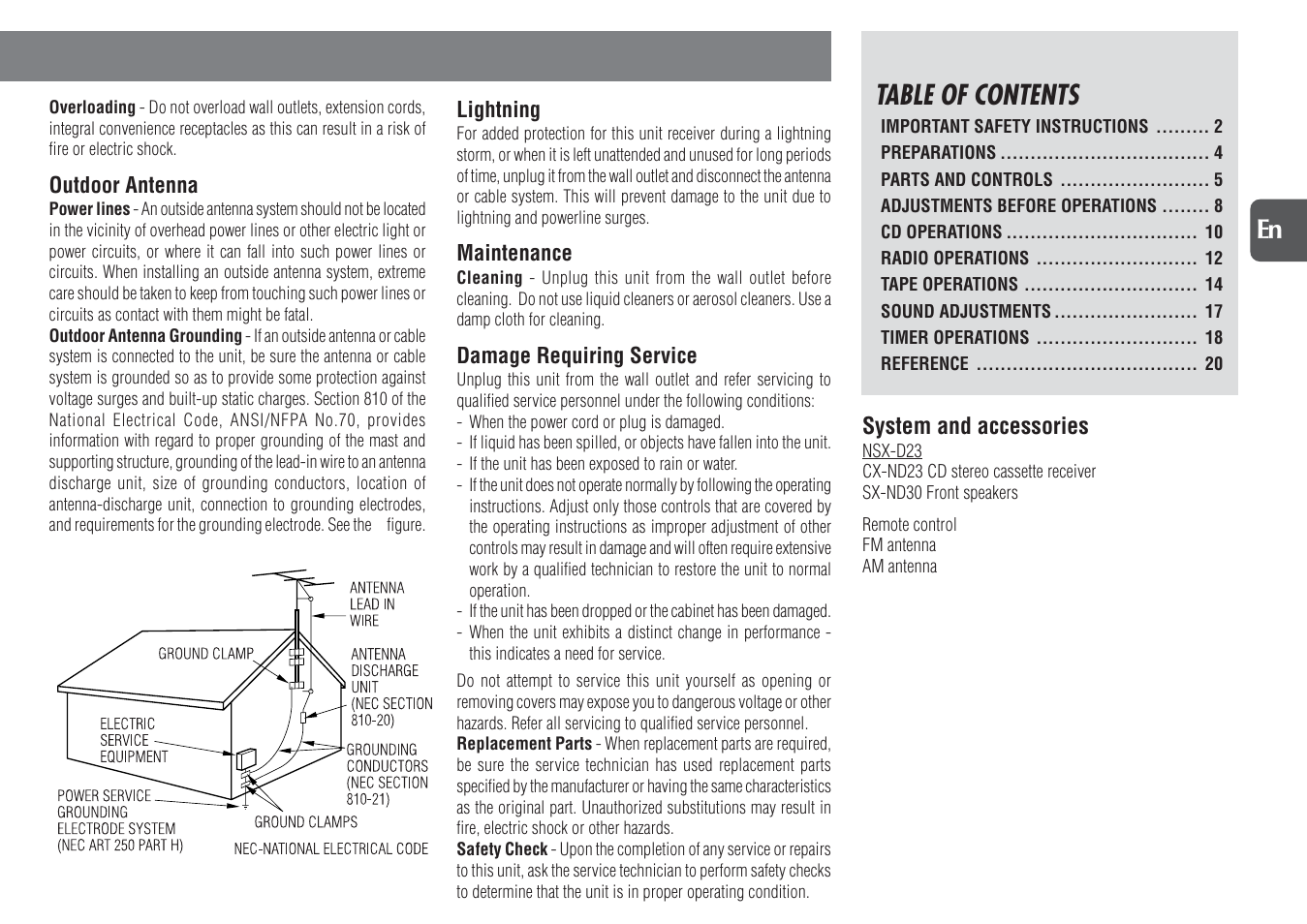 Aiwa NSX-D23 User Manual | Page 3 / 22