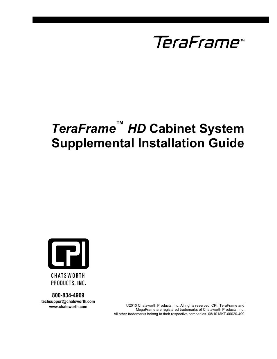 Chatsworth Products F-Series TeraFrame® HD User Manual | 8 pages