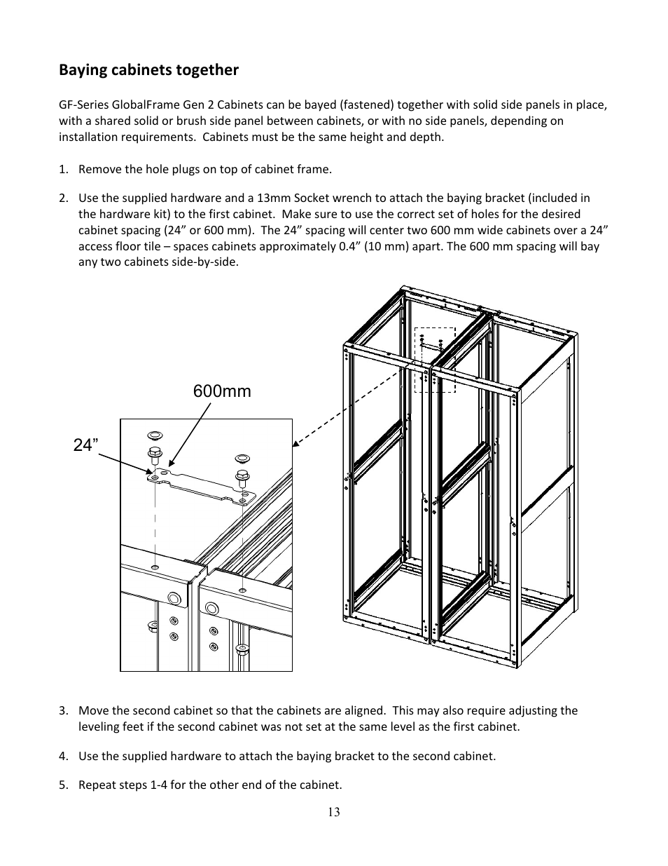 Baying cabinets together | Chatsworth Products GF-Series GlobalFrame® Gen 2 Cabinet User Manual | Page 13 / 30