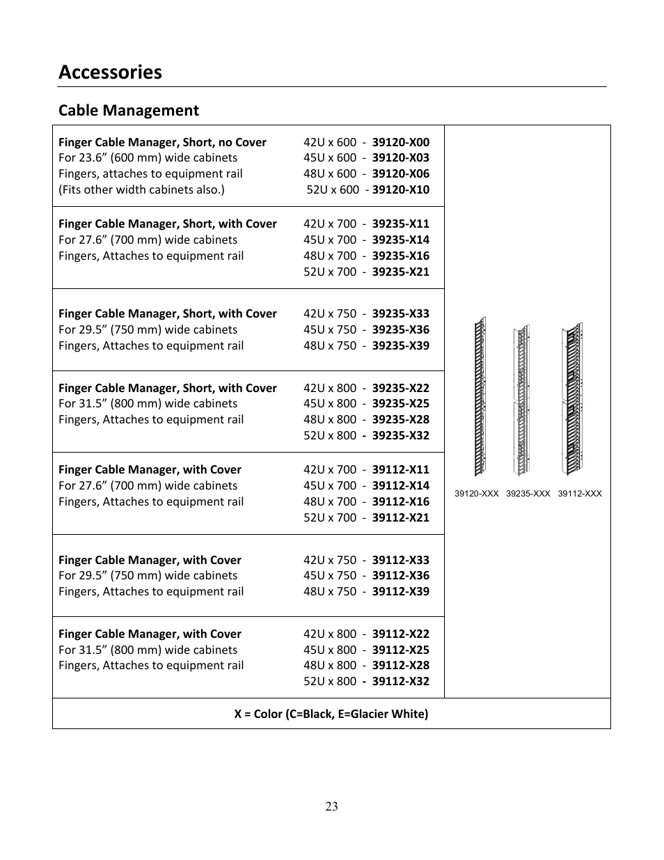 Accessories, Cable management | Chatsworth Products GF-Series GlobalFrame® Gen 2 Cabinet User Manual | Page 23 / 30