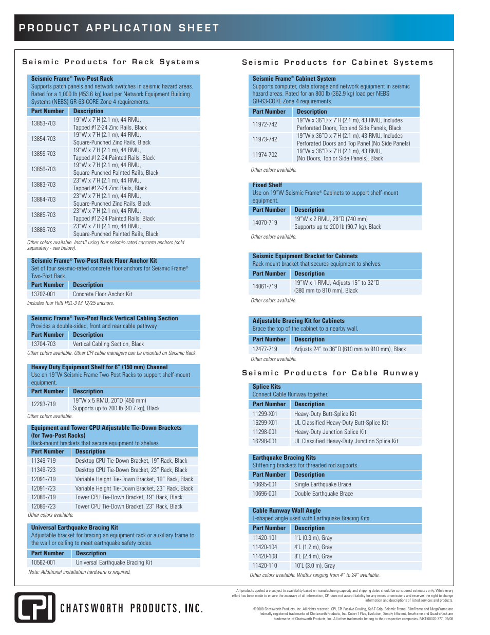 Chatsworth Products Seismic Protection Systems User Manual | Page 2 / 2