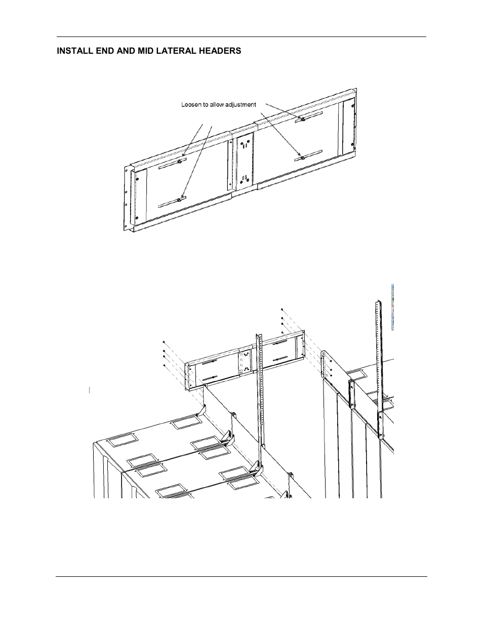 Install end and mid lateral headers | Chatsworth Products Hot Aisle Containment User Manual | Page 39 / 52