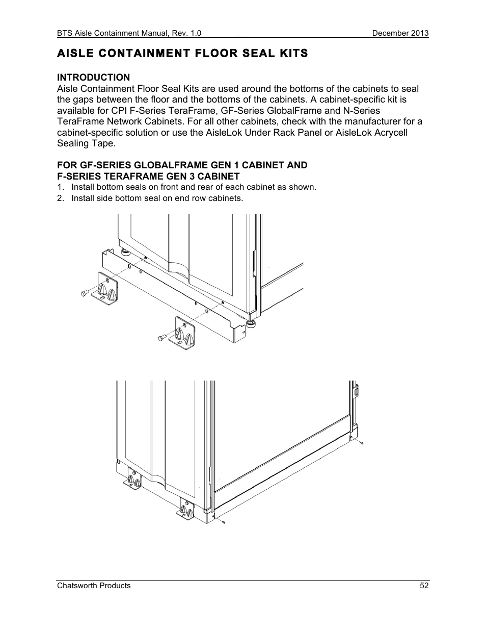 Aisle containment floor seal kits | Chatsworth Products Hot Aisle Containment User Manual | Page 52 / 56