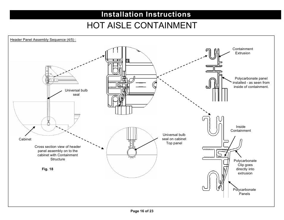 Hot aisle containment, Installation instructions | Chatsworth Products Hot Aisle Containment User Manual | Page 16 / 23