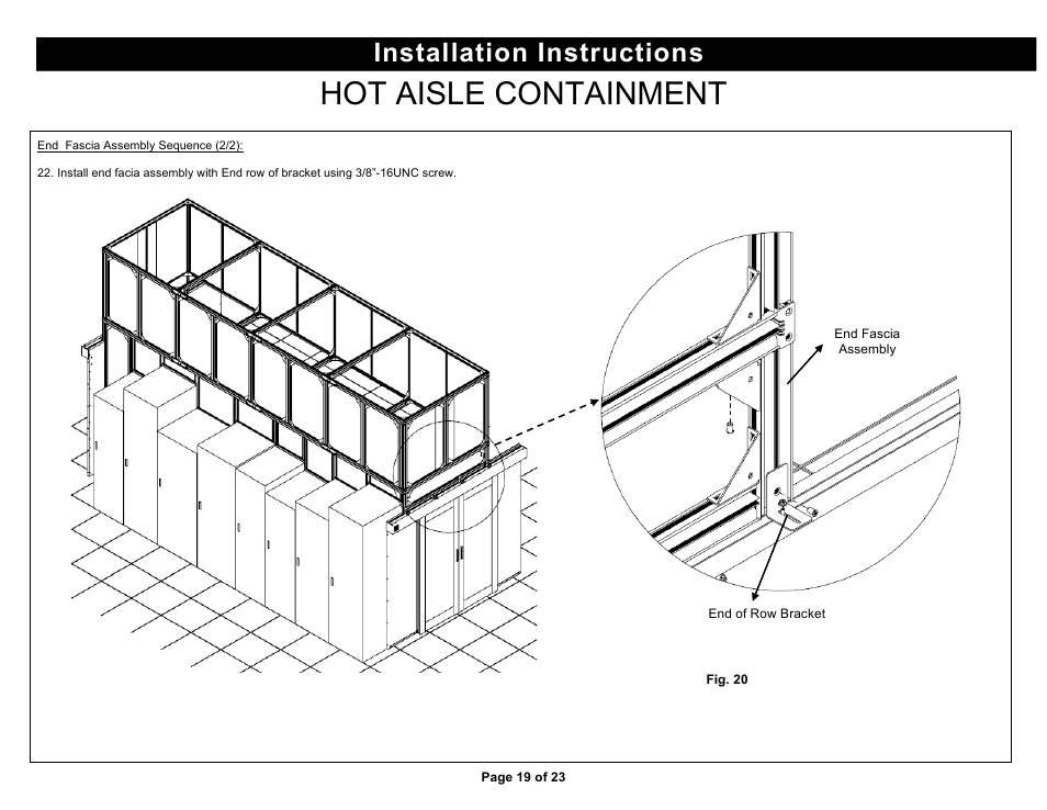 Hot aisle containment, Installation instructions | Chatsworth Products Hot Aisle Containment User Manual | Page 19 / 23