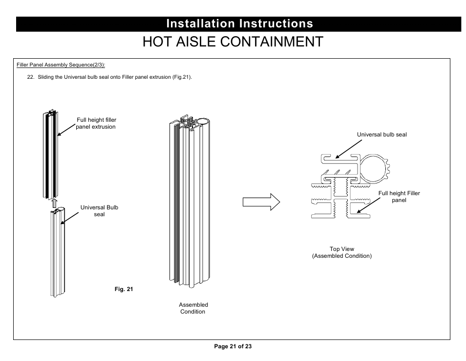 Hot aisle containment, Installation instructions | Chatsworth Products Hot Aisle Containment User Manual | Page 21 / 23