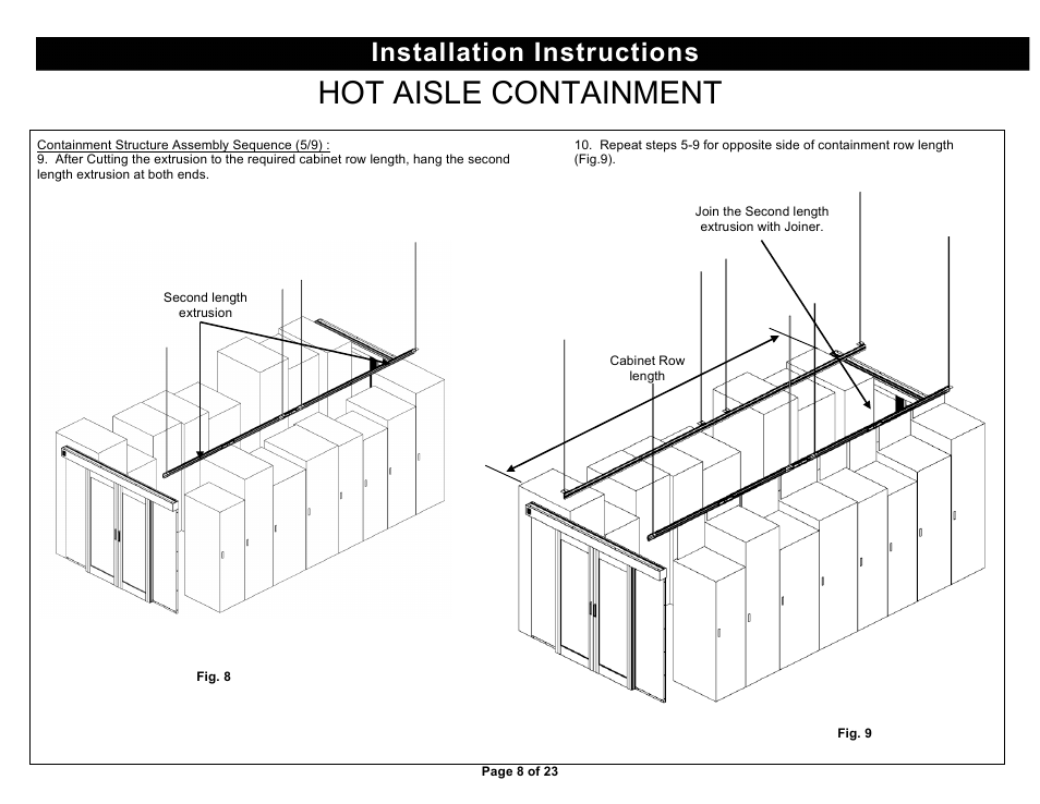 Hot aisle containment, Installation instructions | Chatsworth Products Hot Aisle Containment User Manual | Page 8 / 23