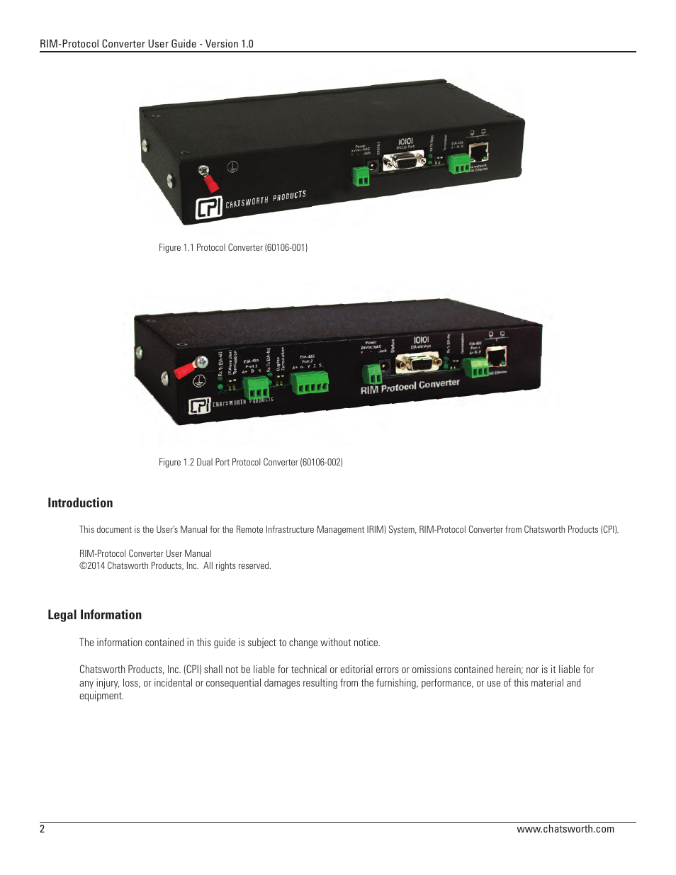 Chatsworth Products Remote Infrastructure Management System Protocol Converter User Manual | Page 2 / 68
