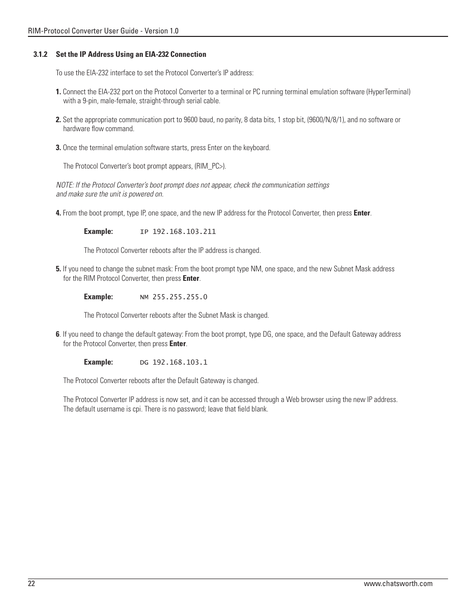 Chatsworth Products Remote Infrastructure Management System Protocol Converter User Manual | Page 22 / 68