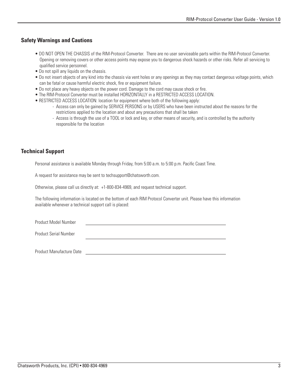 Chatsworth Products Remote Infrastructure Management System Protocol Converter User Manual | Page 3 / 68