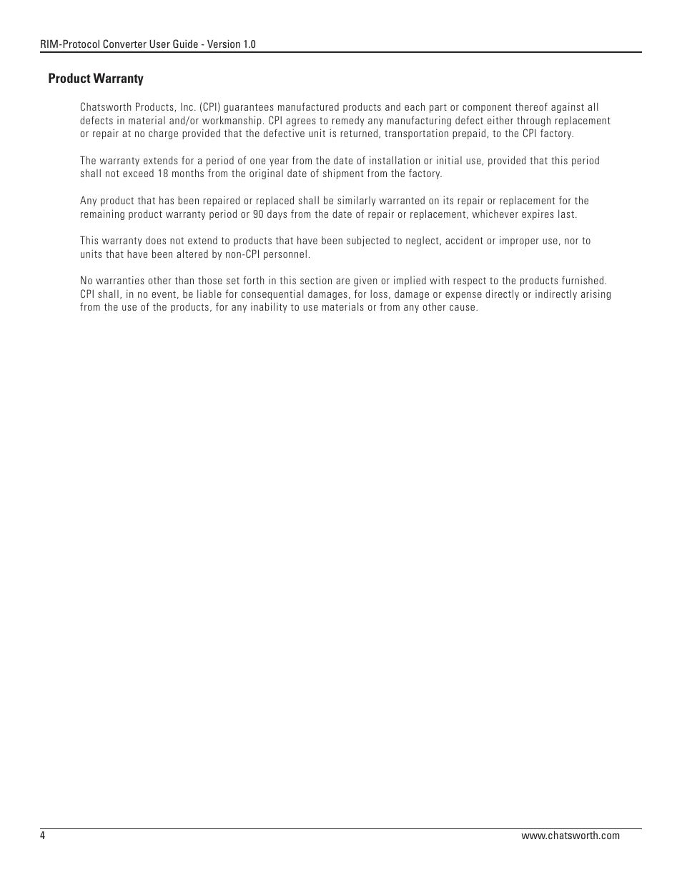 Chatsworth Products Remote Infrastructure Management System Protocol Converter User Manual | Page 4 / 68