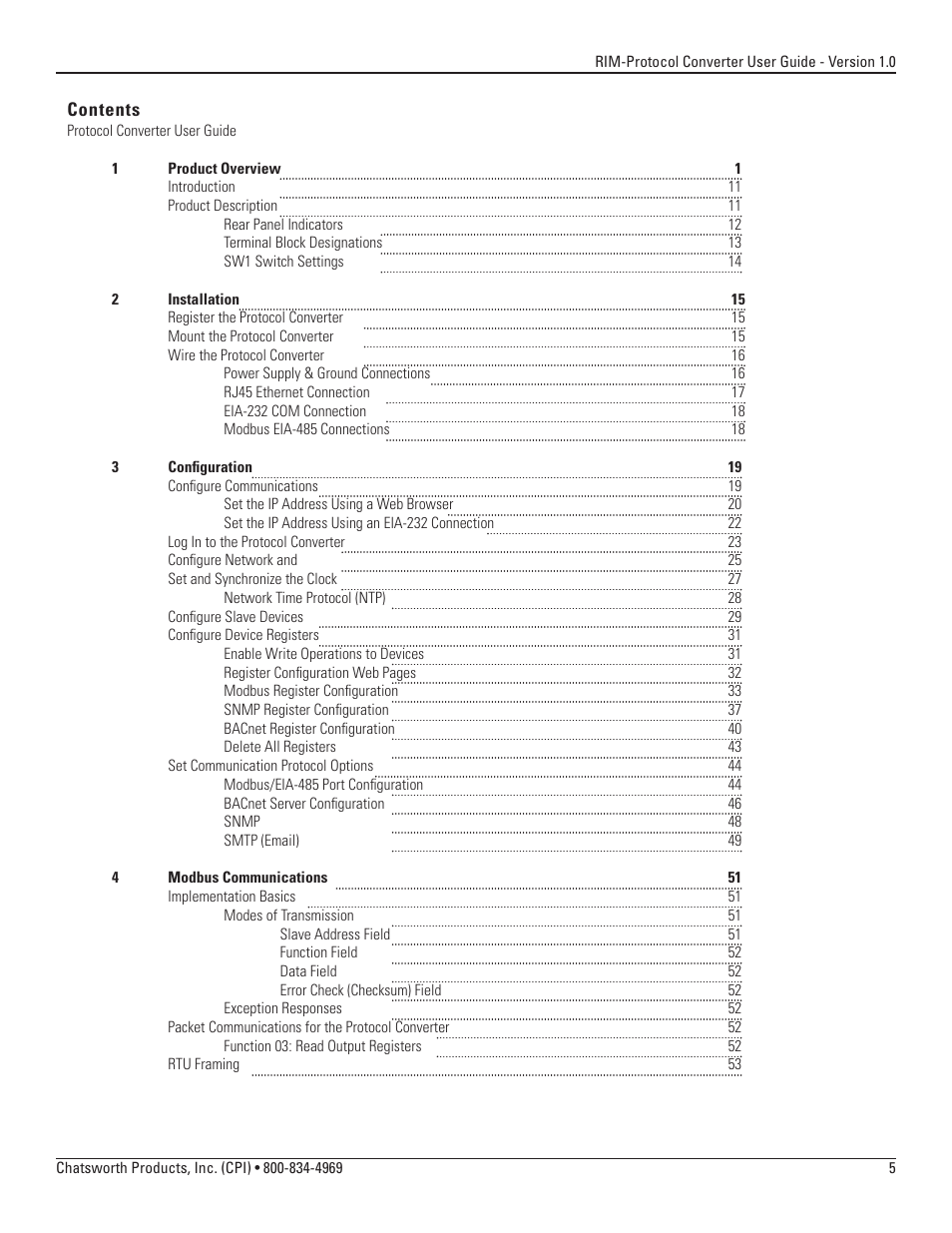 Chatsworth Products Remote Infrastructure Management System Protocol Converter User Manual | Page 5 / 68