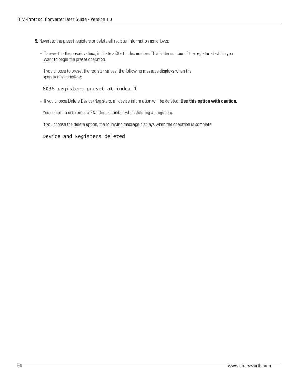 Chatsworth Products Remote Infrastructure Management System Protocol Converter User Manual | Page 64 / 68