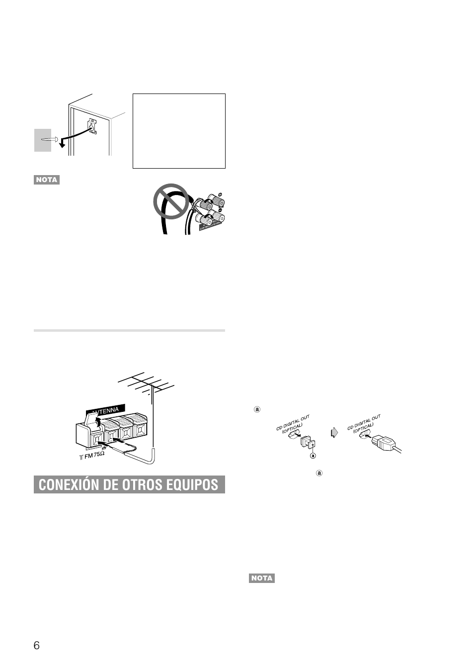 Conexión de otros equipos, Conexión de una antena exterior | Aiwa XH-A1000 User Manual | Page 41 / 101