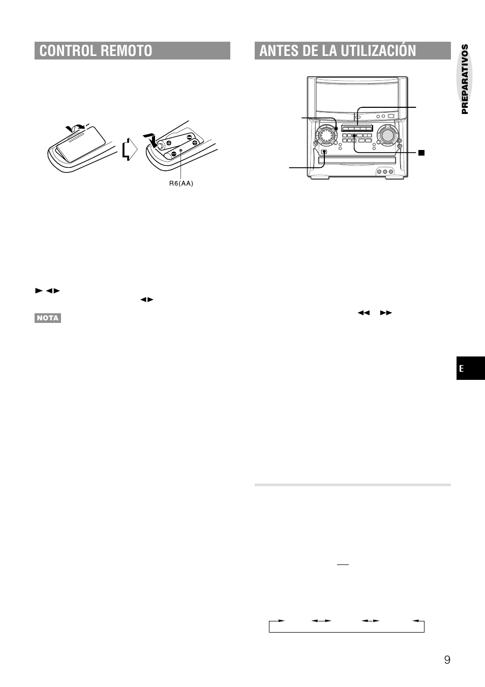 Control remoto, Antes de la utilización, Ajuste del modo de visualización | Aiwa XH-A1000 User Manual | Page 44 / 101