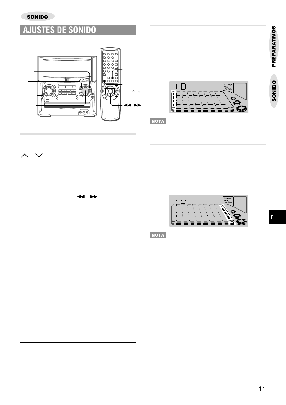 Ajustes de sonido, Control de volumen, Sistema bbe | Sistema super t-bass | Aiwa XH-A1000 User Manual | Page 46 / 101