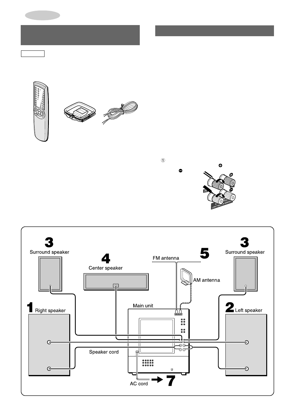 Check your system and accessories, Basic connections | Aiwa XH-A1000 User Manual | Page 5 / 101