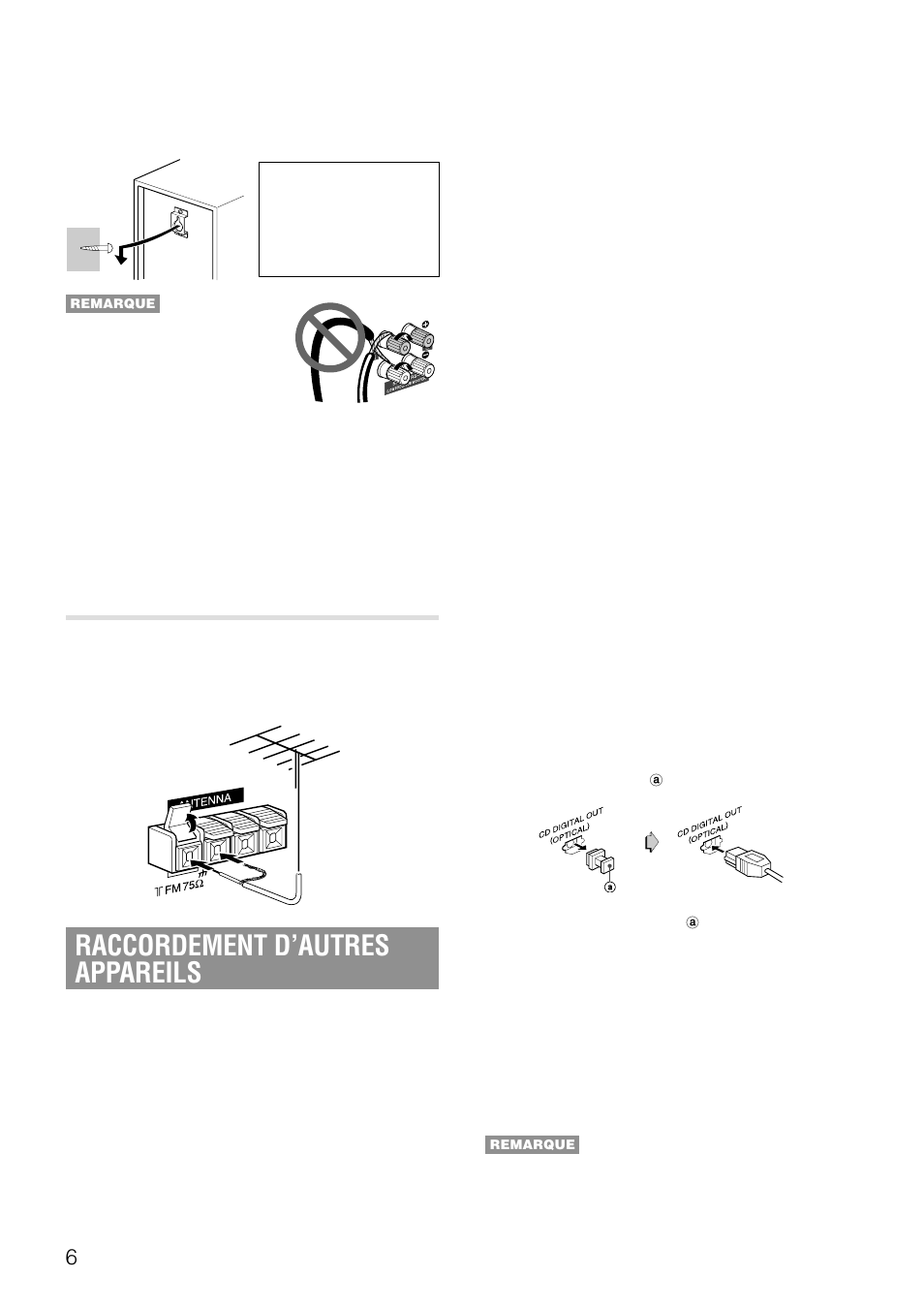 Raccordement d’autres appareils, Raccordement d’une antenne exterieure | Aiwa XH-A1000 User Manual | Page 74 / 101