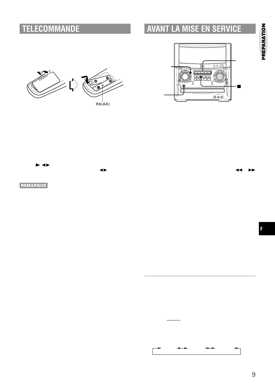 Telecommande, Avant la mise en service, Reglage du mode d’affichage | Aiwa XH-A1000 User Manual | Page 77 / 101