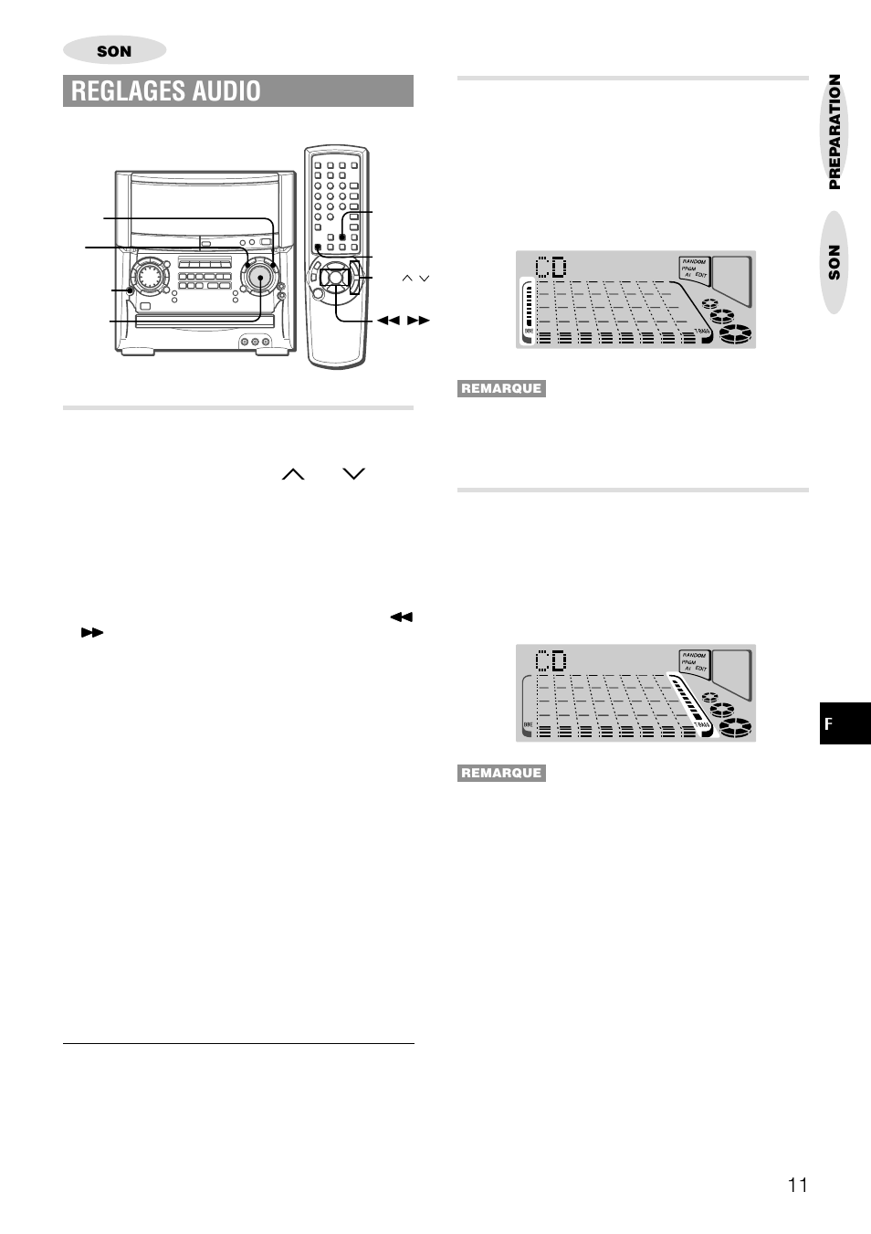 Reglages audio, Commande de volume, Systeme bbe | Systeme super t-bass | Aiwa XH-A1000 User Manual | Page 79 / 101