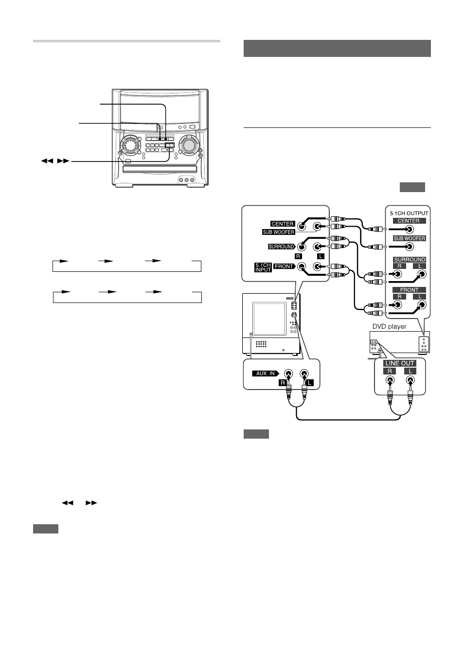 Connecting a dvd player, Selecting external audio/video sources | Aiwa XH-A1000 User Manual | Page 9 / 101