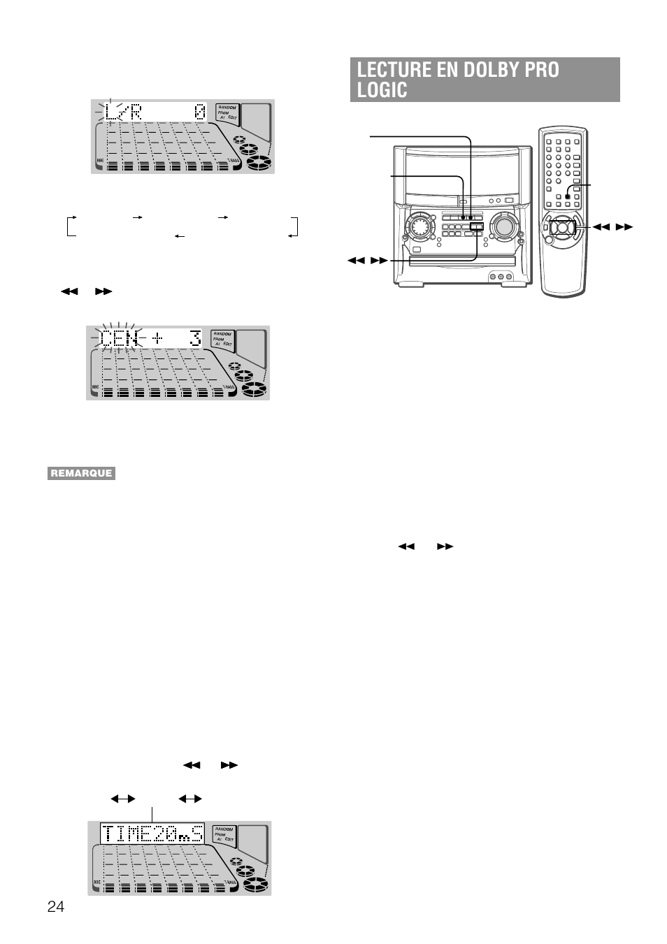 Lecture en dolby pro logic | Aiwa XH-A1000 User Manual | Page 92 / 101