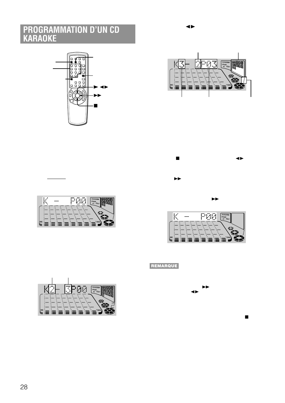 Programmation d’un cd karaoke | Aiwa XH-A1000 User Manual | Page 96 / 101