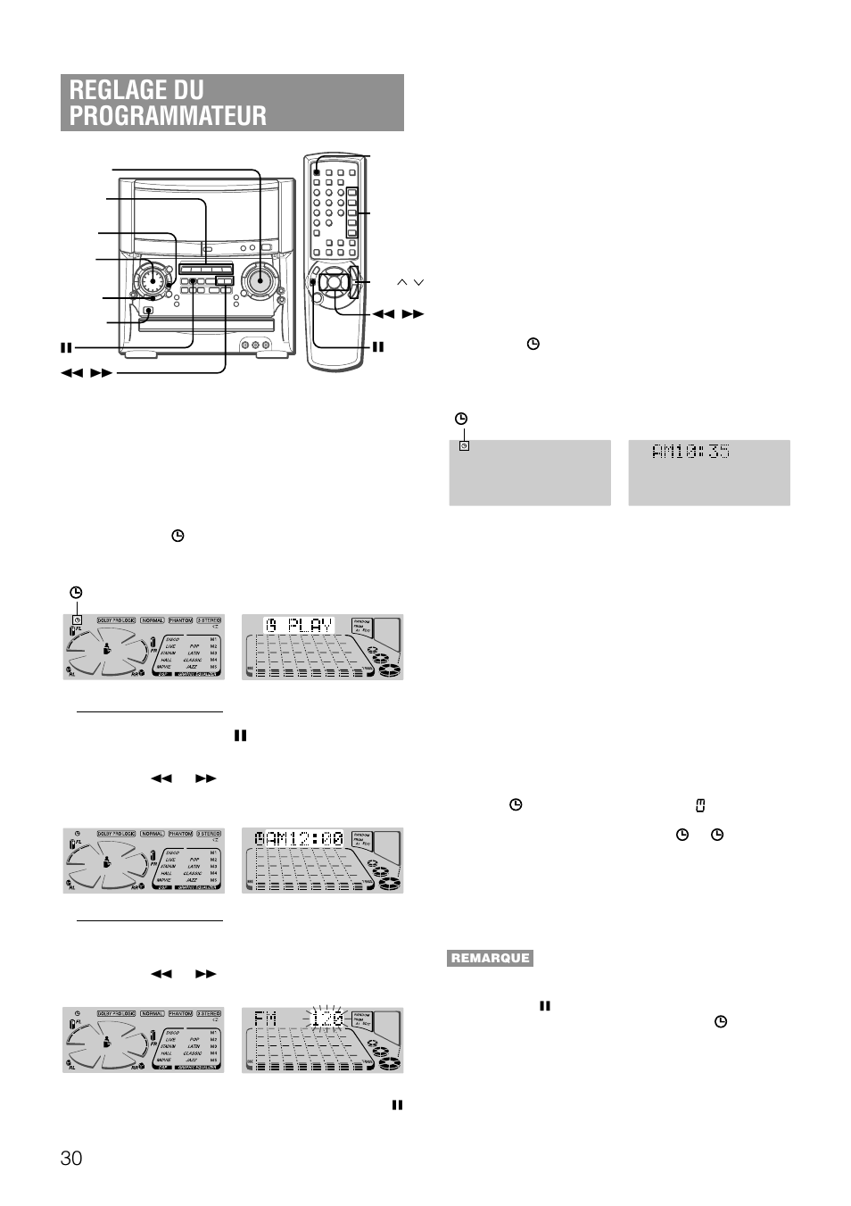 Reglage du programmateur | Aiwa XH-A1000 User Manual | Page 98 / 101