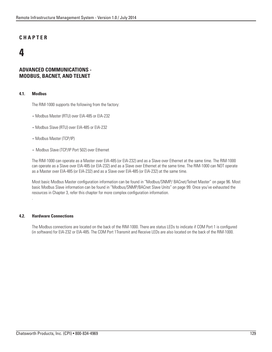Chatsworth Products Remote Infrastructure Management (RIM-1000) User Manual | Page 129 / 214