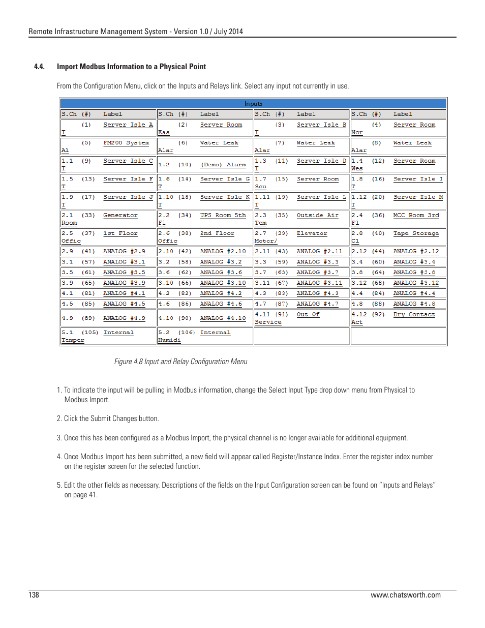 Chatsworth Products Remote Infrastructure Management (RIM-1000) User Manual | Page 138 / 214