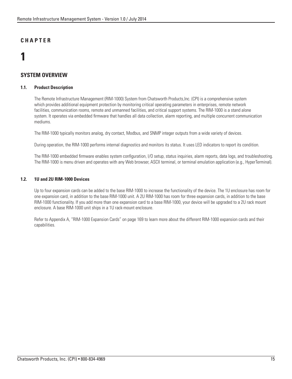 Chatsworth Products Remote Infrastructure Management (RIM-1000) User Manual | Page 15 / 214