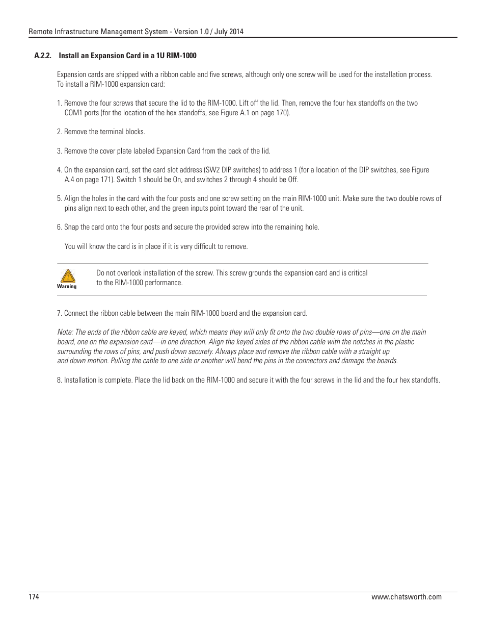 Chatsworth Products Remote Infrastructure Management (RIM-1000) User Manual | Page 174 / 214