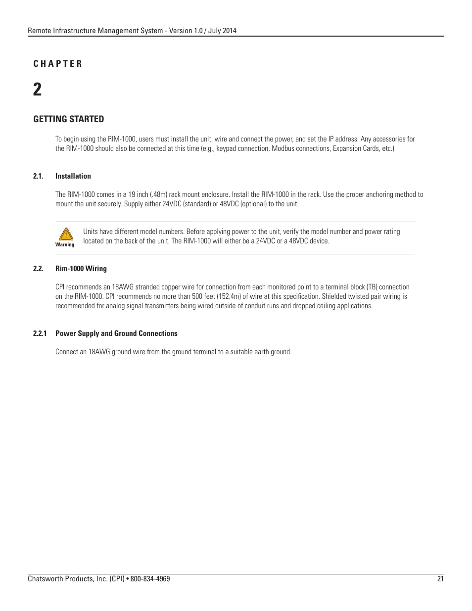 Chatsworth Products Remote Infrastructure Management (RIM-1000) User Manual | Page 21 / 214