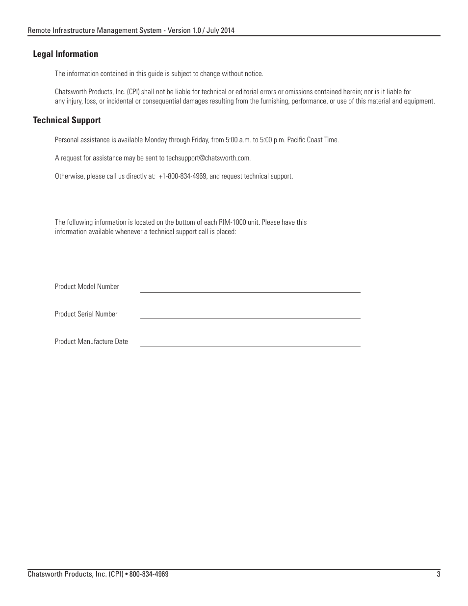 Chatsworth Products Remote Infrastructure Management (RIM-1000) User Manual | Page 3 / 214
