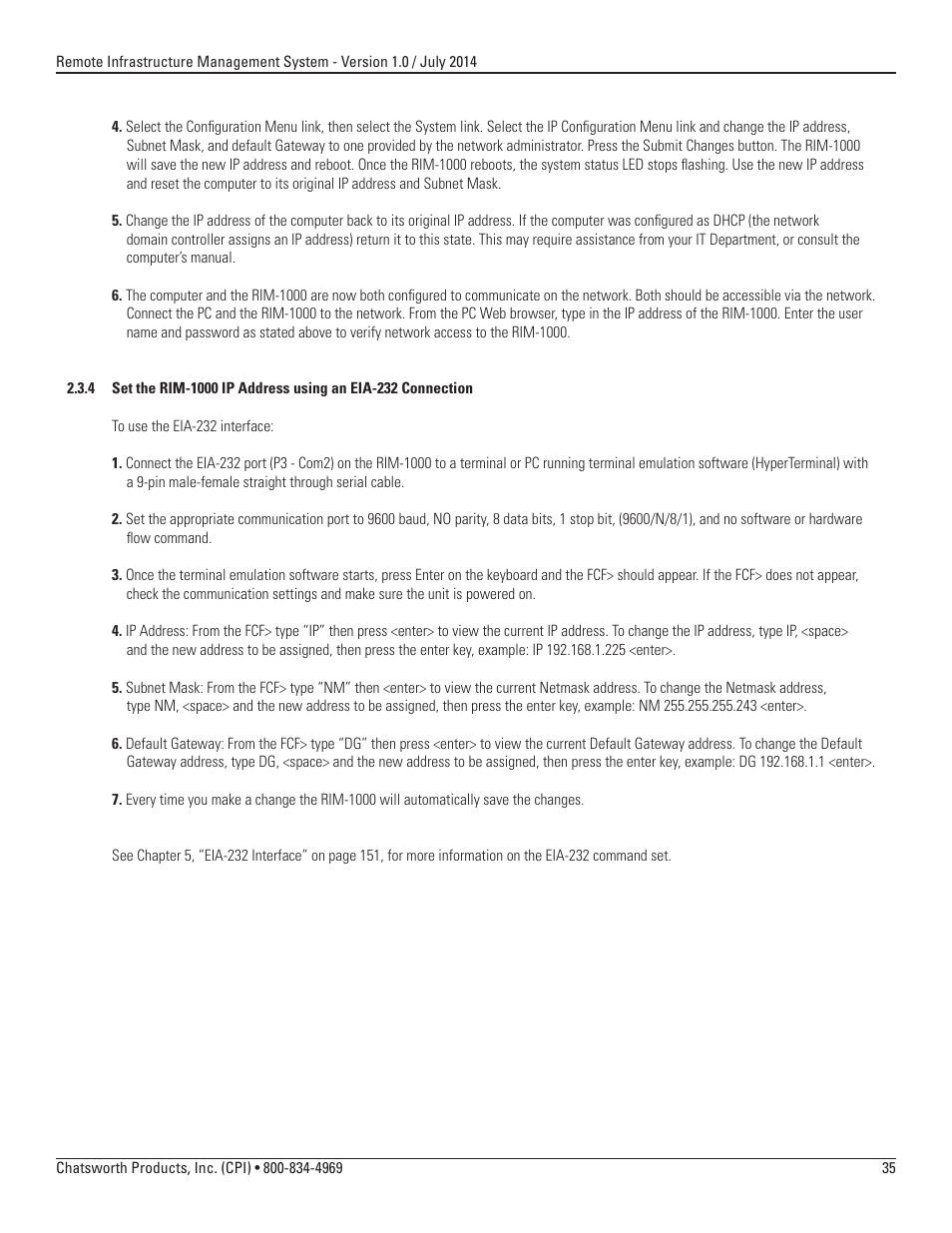 Chatsworth Products Remote Infrastructure Management (RIM-1000) User Manual | Page 35 / 214