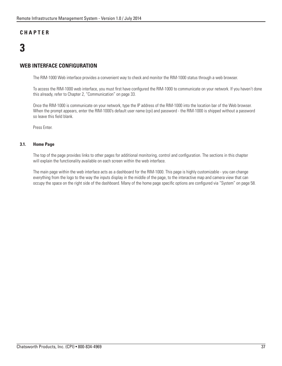 Chatsworth Products Remote Infrastructure Management (RIM-1000) User Manual | Page 37 / 214