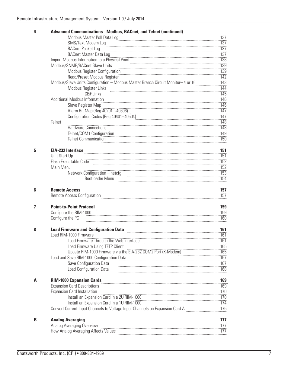 Chatsworth Products Remote Infrastructure Management (RIM-1000) User Manual | Page 7 / 214