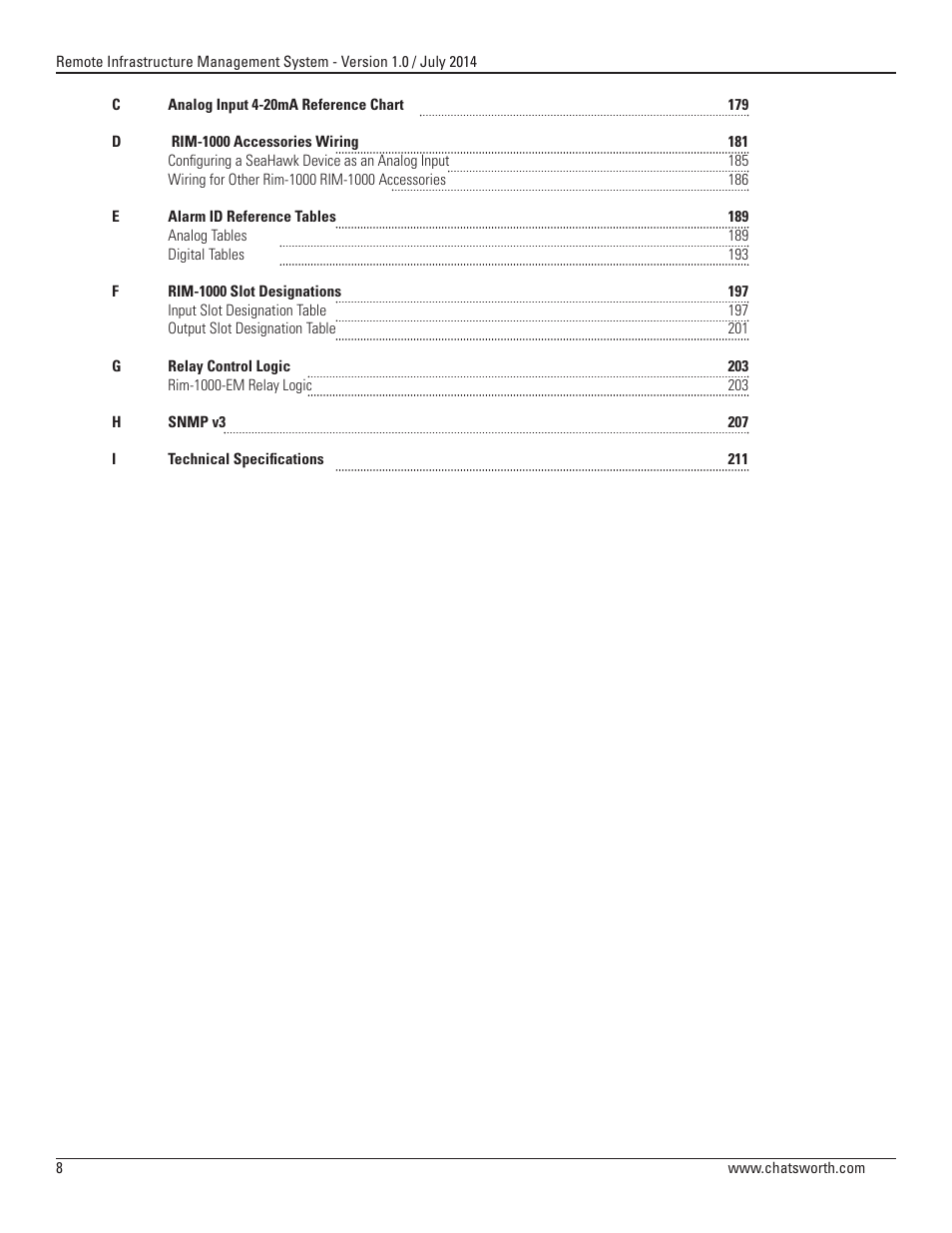Chatsworth Products Remote Infrastructure Management (RIM-1000) User Manual | Page 8 / 214